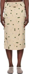 Christopher Esber Embla Beaded Woven Midi Skirt In Ecru/ Multi