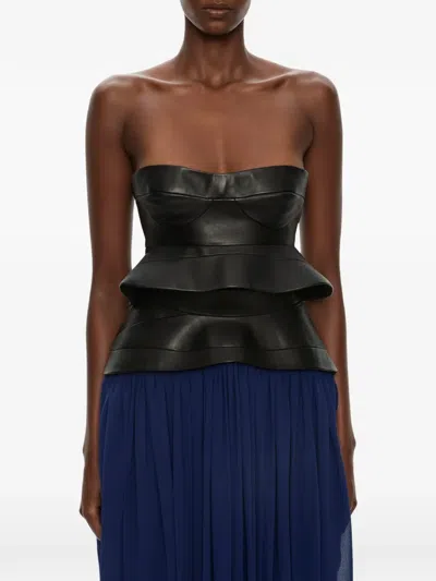 Christopher Esber Bellona Leather Top In Black