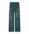 Christopher Esber Arboreal Distressed Lace Jean In Evergreen In Green