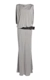 Christopher Esber Belted Draped Jersey Maxi Dress In Grey