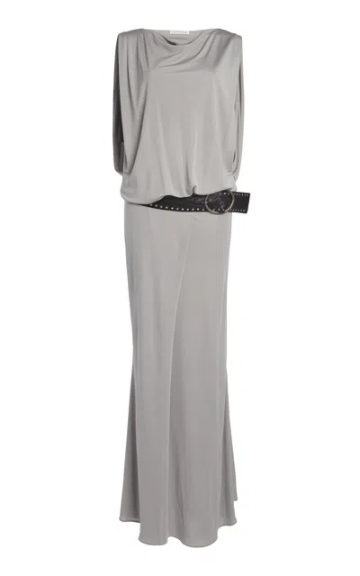 Christopher Esber Belted Draped Jersey Maxi Dress In Grey
