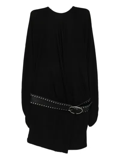 Christopher Esber Belted Open-back Jersey Mini Dress In Black