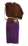 Christopher Esber Belted Separation Suede Dress