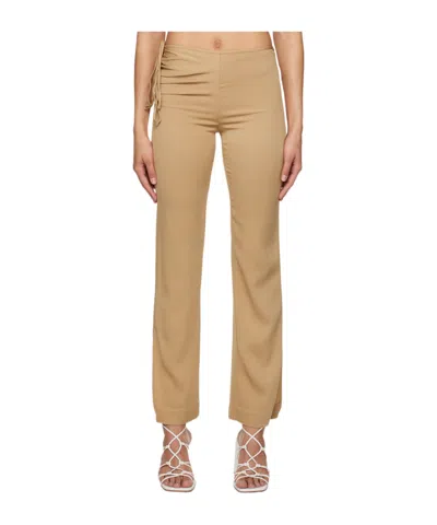 Christopher Esber Bertoia Ruched Slim-fit Trousers In Brown