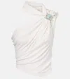 Christopher Esber Bezel Asymmetric Halterneck Crop Top In Grey