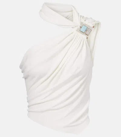 Christopher Esber Bezel Asymmetric Halterneck Crop Top In Grey