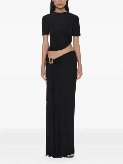 Christopher Esber Bezel Cascade Quartz Long Skirt In Black