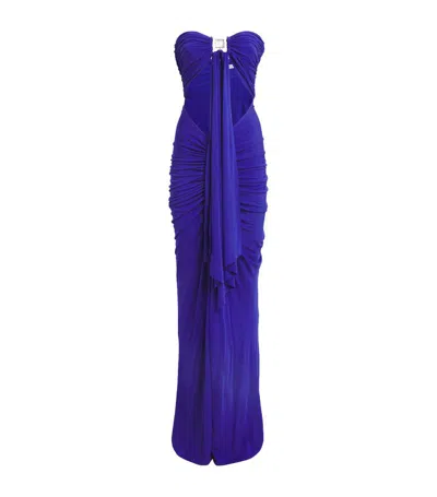 Christopher Esber Bezel Cut-out Bandeau Maxi Dress In Blue