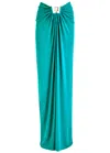 Christopher Esber Bezel Quartz Cut-out Jersey Maxi Skirt In Green
