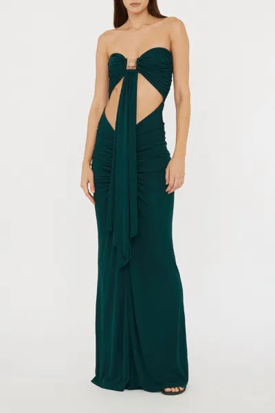 CHRISTOPHER ESBER BEZEL QUARTZ DISCONNECT DRESS IN EVERGREEN