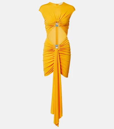 Christopher Esber Bezel Quartz Disconnect Jersey Minidress In Yellow