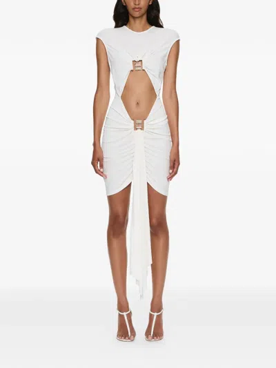 Christopher Esber Bezel Quartz Disconnect Mini Dress In White