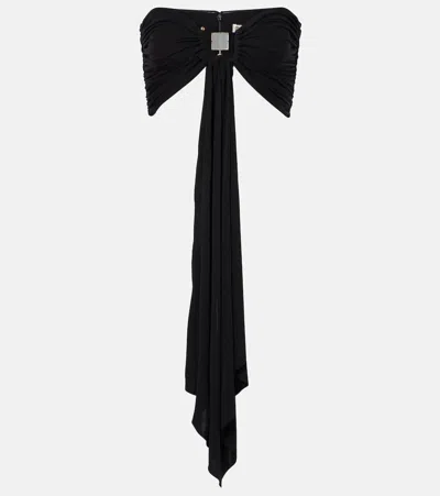 Christopher Esber Bezel Quartz Draped Crop Top In Black