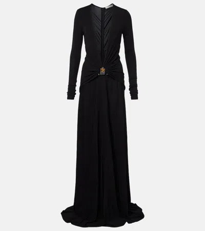 Christopher Esber Bezel Quartz Embellished Maxi Dress In Black