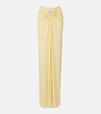 Christopher Esber Bezel Quartz Gathered Jersey Maxi Skirt In Yellow