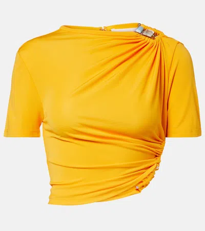 Christopher Esber Bezel Quartz Gathered Jersey T-shirt In Yellow