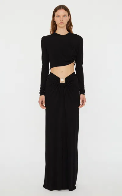 Christopher Esber Bezel Quartz Long Sleeve Top In Black