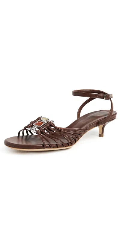 Christopher Esber Bezel Quartz Micro Heels Chocolate In Burgundy