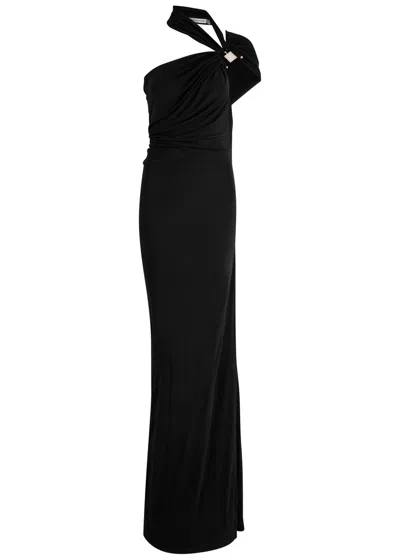 Christopher Esber Bezel Quartz Halter Dress In Black