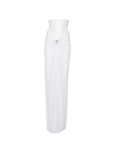 Christopher Esber Bezel Quartz Ruched Maxi Skirt In White
