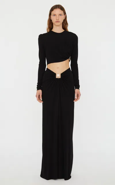 Christopher Esber Bezel Quartz Ruched Skirt In Black