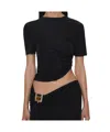 Christopher Esber Bezel Quartz Ruched Tee T-shirt In Black