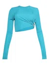 Christopher Esber Bezel Quartz Twist-detail Long-sleeve Top In Blue