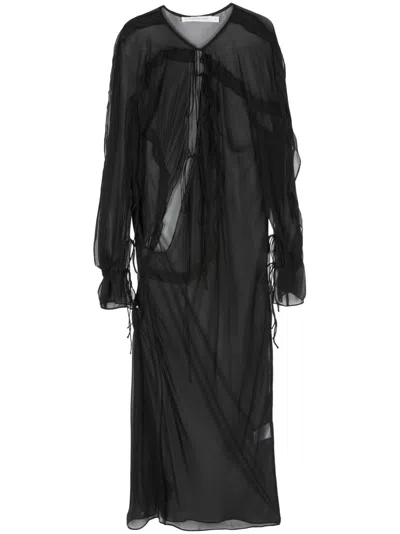 CHRISTOPHER ESBER BIAS CONCAVE LONG-SLEEVE DRESS