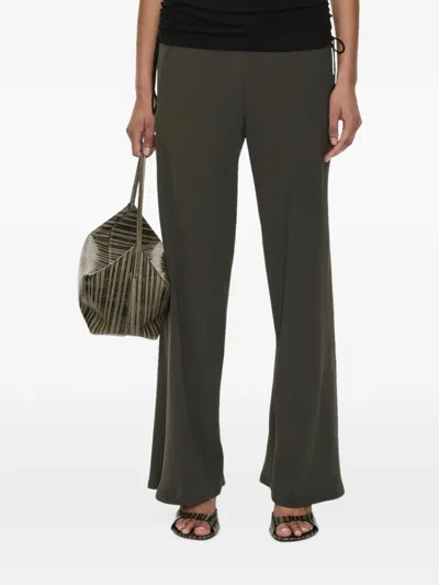 Christopher Esber Bias-cut Crepe Wide-leg Trousers In Green