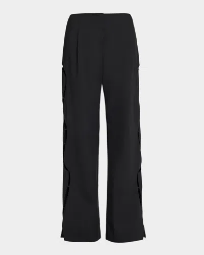Christopher Esber Bitten Cutout Wide-leg Tailored Trousers In Black