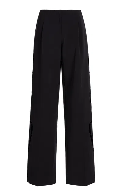 Christopher Esber Bitten Stretch-wool Wide-leg Pants In Black