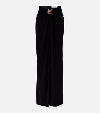Christopher Esber Embellished Gathered Jersey Maxi Skirt In Black