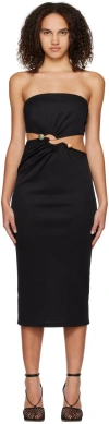 Christopher Esber Black Distort Midi Dress In Black