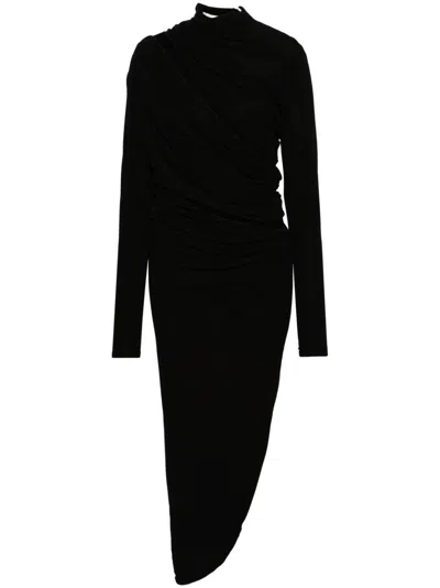 CHRISTOPHER ESBER BLACK DRAPED CUT-OUT DRESS