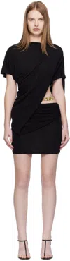 Christopher Esber Black Encased Nature Resin Draped Jersey Minidress In Black