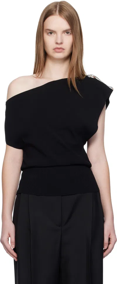 Christopher Esber Black Encased Nature Resin Knit Shoulder Blouse