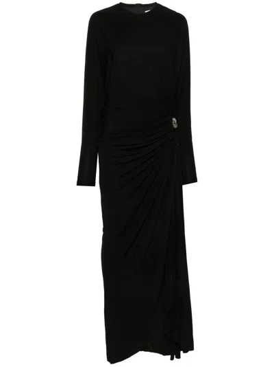CHRISTOPHER ESBER BLACK HELIX CRYSTAL STONE GOWN
