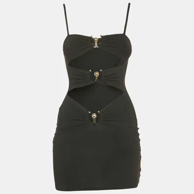 Pre-owned Christopher Esber Black Jersey Pierced Orbit Mini Dress Xs