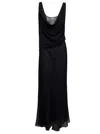 Christopher Esber Long Black Relaxed Dress With Draped Neckline In Silk Woman In Black