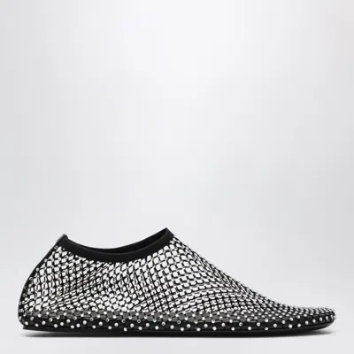 Christopher Esber Black Minette Slip-on Mesh Ballet Flats With Crystals