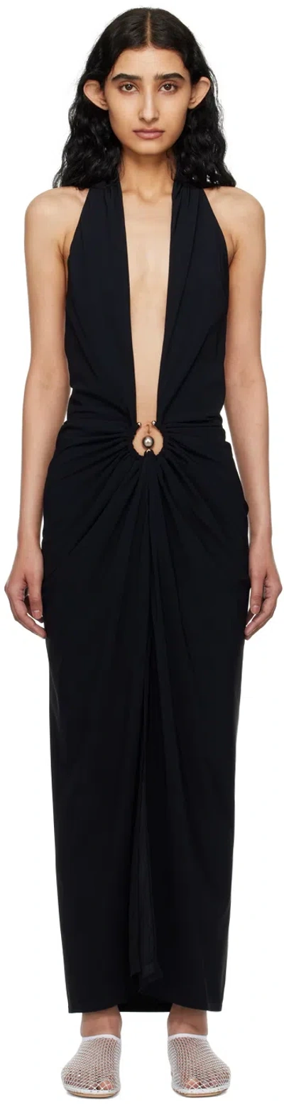 Christopher Esber Black Pierced Orbit Maxi Dress