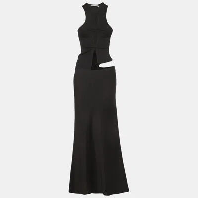 Pre-owned Christopher Esber Black Rib Knit And Satin Open Twist Tank Dress S