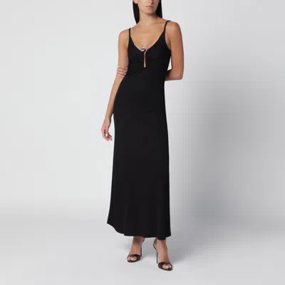 Christopher Esber Black Ribbed Stretch Jersey Dress In Animal Print