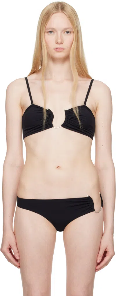 Christopher Esber Black Ruched Crescent Bandeau Bikini Top