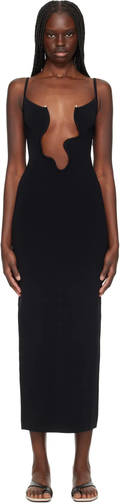 Christopher Esber Black Salacia Wire Column Maxi Dress