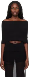 Christopher Esber Black Slashed Knit Shawl Top In Black