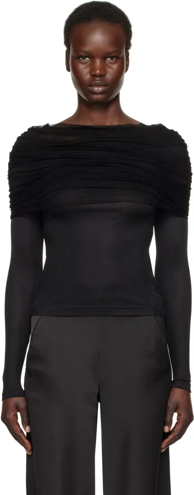 Christopher Esber Black Sonora Veiled Long Sleeve Top
