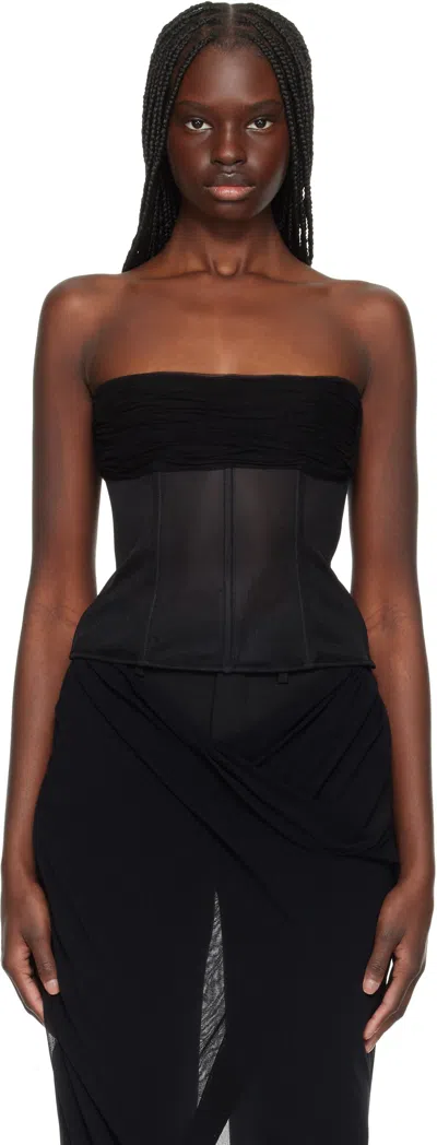 CHRISTOPHER ESBER BLACK TULLE OVERLAY CORSET