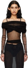 Christopher Esber Top Off-shoulder In Tulle Di Seta In Black