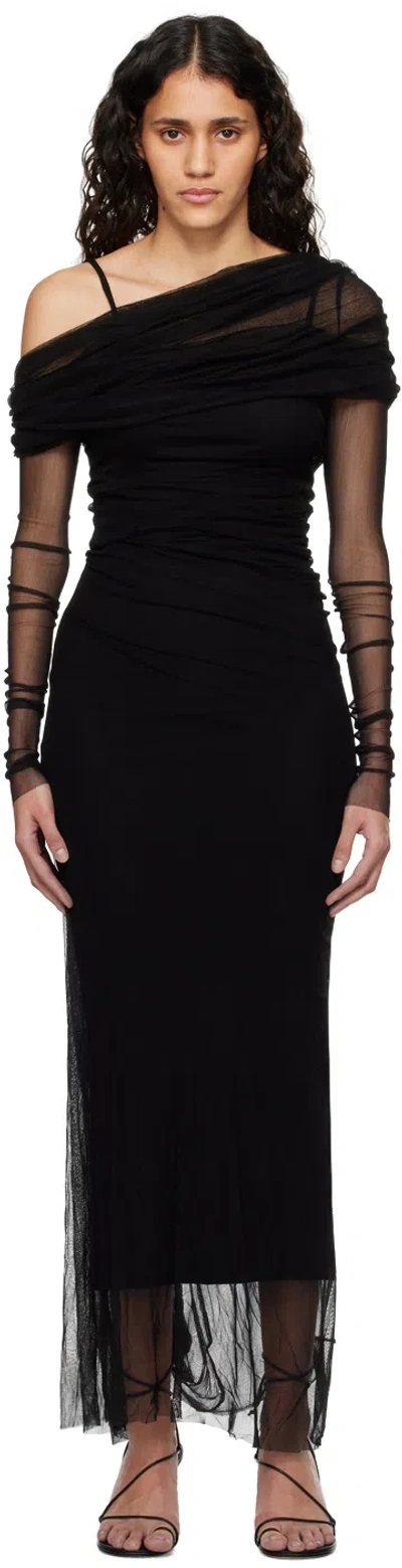 Christopher Esber Black Veiled Maxi Dress